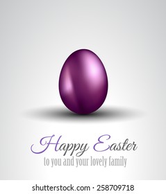 Happy Easter Background with a Colorful Egg with Shadow and greeetings text to use for elegant cards or event invitations or advertisement purposes