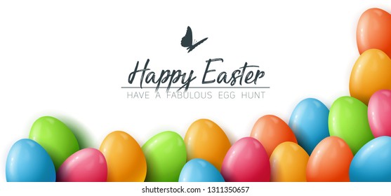 happy easter background with colorful eggs