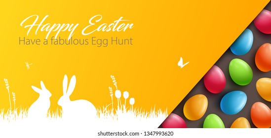happy easter background with colorful easter eggs
