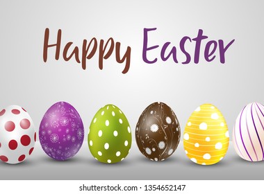 Happy Easter background with colorful eggs 