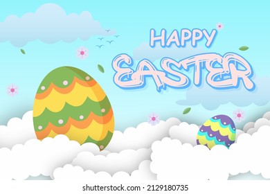 Happy easter background with colorful easter eggs