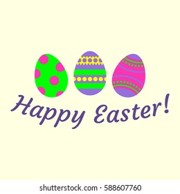Happy Easter background with colorful Easter eggs for celebration decoration, greeting card, poster. Vector illustration.