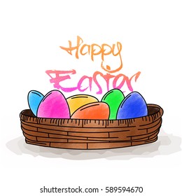Happy Easter background with colorful eggs.