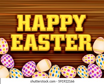 Happy Easter background with colorful easter eggs.
