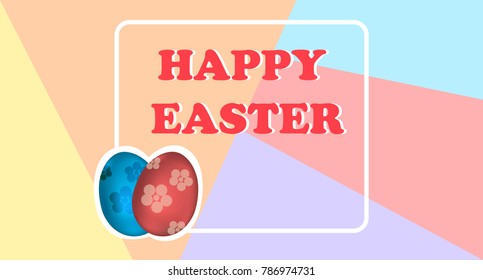 Happy Easter Background with colorful eggs for Your Design. Vector Illustration