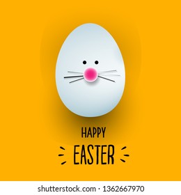 Happy Easter background with decorated eggs, confetti. Vector illustration greeting card, ad, promotion, poster, flyer, web-banner, article - Vector
