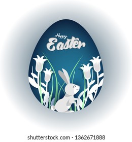 Happy Easter background with decorated eggs, confetti. Vector illustration greeting card, ad, promotion, poster, flyer, web-banner, article - Vector