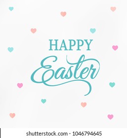 Happy Easter background decorated with Happy Easter lettering and candy hearts-Easter banner and greeting card template