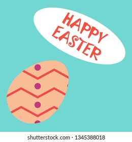 Happy easter background with decorative egg. Handwritten lettering isolated. Easter egg. Vector illustration of happy easter holiday with painted egg. Greeting card.