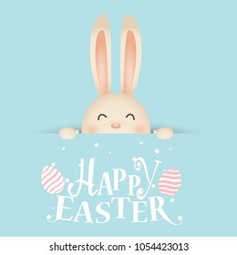 Happy easter background design. Happy easter cards with Easter bunnies. Vector illustration.