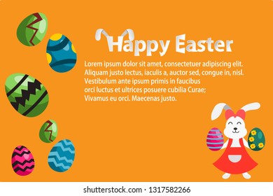 Happy easter background design easter cards with  bunnies. Vector illustration.