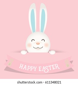 Happy easter background design. Happy easter cards with Easter bunnies. Vector illustration.