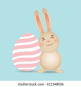 Happy easter background design. Happy easter cards with Easter bunnies and Easter eggs. Vector illustration.