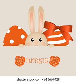 Happy easter background design. Happy easter cards with Easter bunnies. Vector illustration.