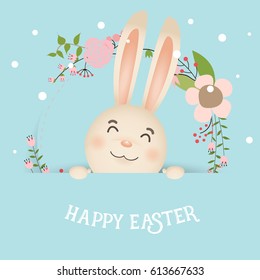 Happy easter background design. Happy easter cards with Easter bunnies. Vector illustration.