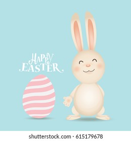 Happy easter background design. Happy easter cards with Easter bunnies and Easter eggs. Vector illustration.