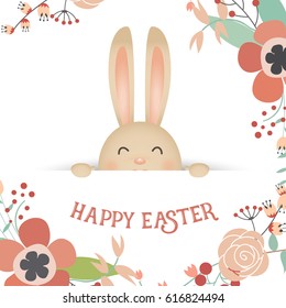 Happy easter background design. Happy easter cards with Easter bunnies. Vector illustration.