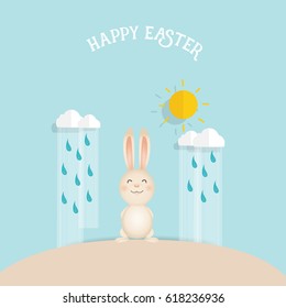 Happy easter background design. Happy easter cards with Easter bunnies. Vector illustration.