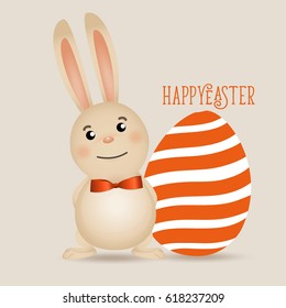 Happy easter background design. Happy easter cards with Easter bunnies and Easter eggs. Vector illustration.