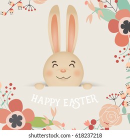 Happy easter background design. Happy easter cards with Easter bunnies. Vector illustration.