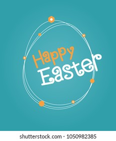 Happy Easter background. Happy Easter design. Vector Happy Easter typographic calligraphic lettering with scribble egg frame File is saved in AI10 EPS version.