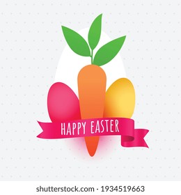 happy easter background with eggs and carrot design