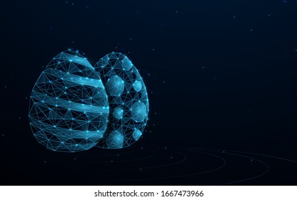 Happy easter background. Easter eggs form lines, triangles and particle style design