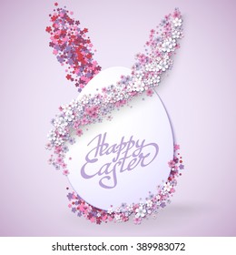 Happy Easter background with frame egg and flowers