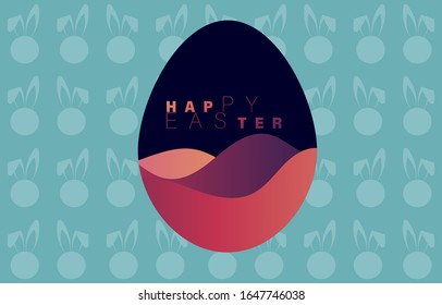 Happy Easter background with gradients. decorated eggs and bunny rabbit shape. Greeting card trendy design. Invitation template Vector illustration for you poster or flyer.