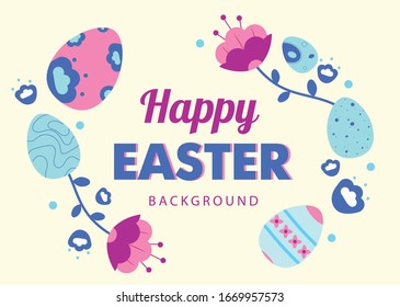 Happy Easter background. Greeting card illustration. Eggs collection. Spring holiday background. White background