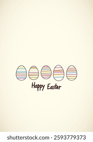 Happy Easter Background, Greeting Card with Eggs, Vector illustration, Hand Drawn Style, Pastel Colors