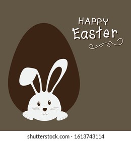 Happy Easter Background, Easter greeting cards with rabbit eggs Easter Bunny on Green surface.Vector illustration.