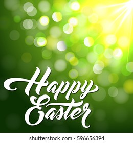 Happy Easter Background. Handmade vector calligraphy