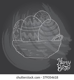 Happy Easter Background on blackboard