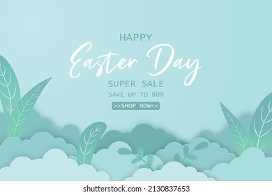 Happy easter background in paper style