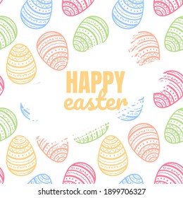 Happy Easter background with place for text, background decorated with colorful eggs, Greeting card trendy design. Invitation template Vector illustration for poster or flyer