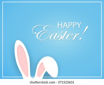 Happy Easter background with rabbit ears, illustration.