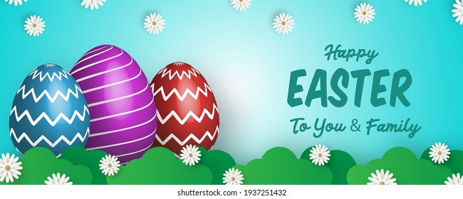 Happy Easter background with realistic Easter eggs. Easter card. Vector illustration. vector illustration