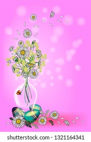 Happy Easter background with realistic golden shine decorated eggs and confetti. Vector illustration greeting card, ad, promotion, poster, flyer, web-banner, article, social media