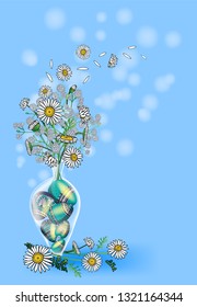 Happy Easter background with realistic golden shine decorated eggs and confetti. Vector illustration greeting card, ad, promotion, poster, flyer, web-banner, article, social media