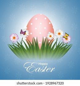 Happy Easter background with realistic golden shine decorated eggs and Rabbit