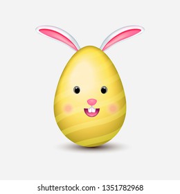 Happy Easter background with realistic shine decorated eggs. Vector illustration greeting card, ad, promotion, poster, flyer, web-banner, article - Vect