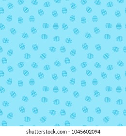 Happy Easter Background Seamless Pattern With Eggs Ornament On Blue Vector Illustration