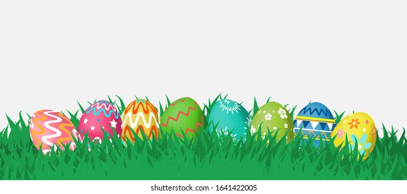 Happy Easter background.set shine decorated eggs