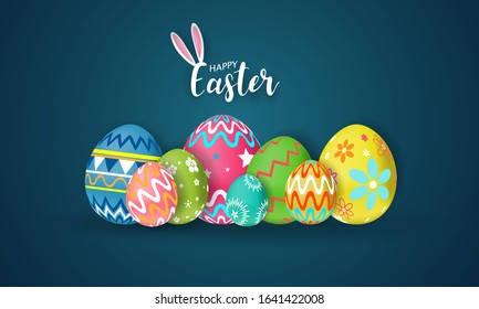 Happy Easter background. shine decorated eggs