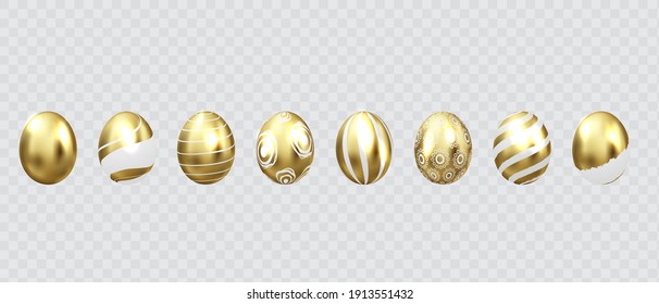 Felices antecedentes de Pascua. huevos dorados brillantes