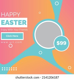 Happy Easter background for social media post template