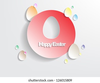 Happy Easter Background with sticker eggs, simple background