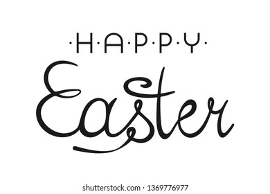 Happy Easter background with stylish lettering. Creative simple headline. Holiday greeting card, poster, brochure, cover, template 