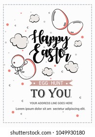 Happy Easter background template with beautiful  eggs. Happy Easter big hunt or banner lettering with Colorful Eggs. 
